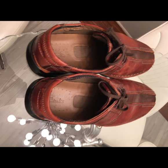 Clark’s Brown Leather Split Seam Oxfords Sz 12 - Picture 2 of 8